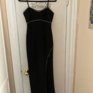 Classic Black Evening Dress with Stud Detail